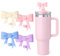 GADITIEK Rose Noeud Stanley Cup Accessoires, 4 Pièces Couvercles de Paille Pour Tasse Stanley, Couvercles de Paille de 10 mm - Capuchons en Silicone pour Accessoires Stanley Cup (Bow 1)