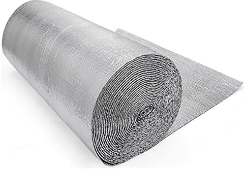 Isolierfolie Dämmfolie Luftpolsterfolien-Isolierung für Fußböden und Dächer, Folienisolierung, Energie sparen, Dampfsperre und wasserdicht, doppelte Aluminiumschicht, Heizkörperisolierung, Dachbodent