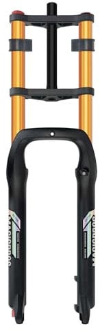 LYYCX 20/26 Fat Tire E-Bike Federgabel Luftdämpfung Doppelkrone 190mm Federweg Scheibenbremse 9x135mm QR für MTB/ATB/BMX/Snow Bike(Gold Fat Tire Fork,20)