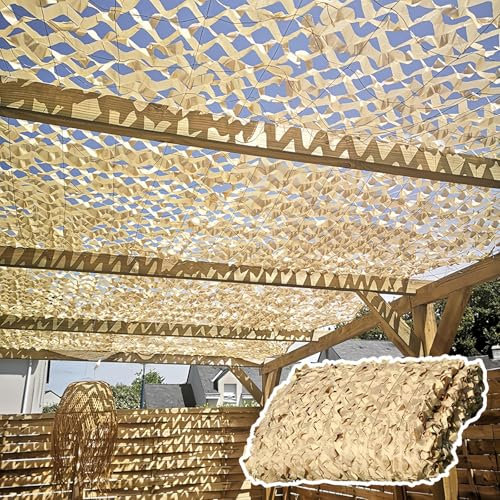 Beige Filet D'ombrage pour Terrasse | Protection Solaire & Anti-UV Voile D'Ombrage | Filet De Camouflage Militaire Terrasse Pergola Jardin Chasse Résistant(10x10M/32.8x32.8ft)