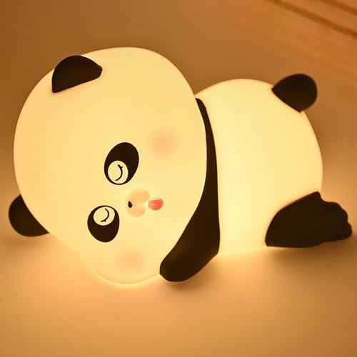 Vokmon Nachtlicht Kinder Panda, Cute Nachtlicht Baby mit 7 Styllicht Dimmbar, Wärmelampe Baby Touch-Steuerung Aufladbare, Timing Night Light silikon lampe für Kinderzimmer Deko