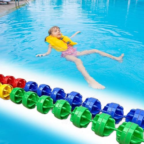 Cuerda de seguridad para piscina, línea divisoria flotante para carriles de natación, boyas flotantes para piscinas de 4, 5, 6, 7, 9 metros, 10 metros, 12 metros y 13 metros (cuerda de acero, 3 m/9,8