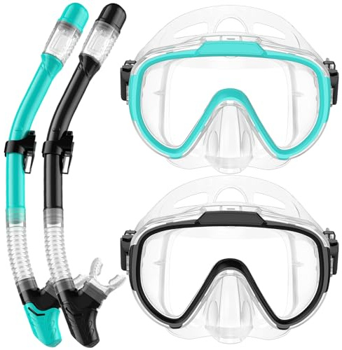Lealinga Schnorchelset Erwachsene, Taucherbrille Schnorcheln Set mit Panorama-Weitblick Tauchmaske, Anti-Leck Schnorchelmaske für Schnorcheln, Schwimmen und Tauchen
