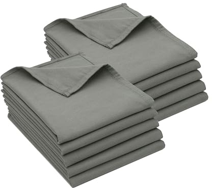 ZOLLNER 10er Set Geschirrtücher Baumwolle in 50x70 cm - super saugstarke und robuste Küchentücher - waschbar bis 60°C – in anthrazit - Gastronomiequalität - Oeko Tex® Zertifiziert