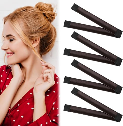 Elegaperma 4 Stück Haarband Dutt, Haarknotenmacher | Dutt Maker, Hair Bun Maker mit Metallrahmen für Lange und Dicke Haare, DIY-Haarstyling Zubehör
