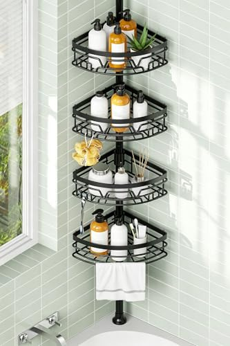 KEGII Etagere Douche Telescopique - 4 Paniers Etagere Douche + Serviette