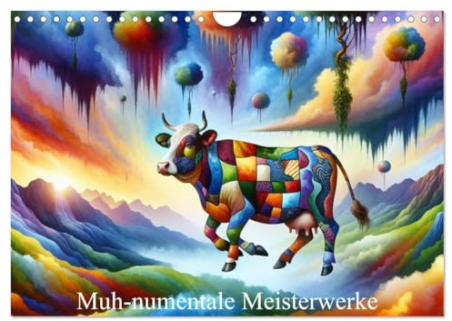 Muh-numentale Meisterwerke (Wandkalender 2026 DIN A4 quer), CALVENDO Monatskalender: Die bunte Welt der Kühe (CALVENDO Tiere)