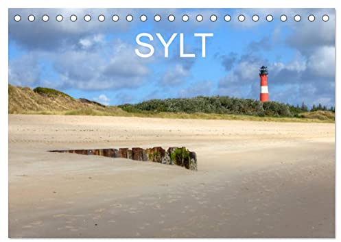 Sylt (Tischkalender 2024 DIN A5 quer), CALVENDO Monatskalender: Dünenlandschaft, wildes Brandungsmeer, sanftes Wattenmeer, reetdachgedeckte ... die schönsten Seiten Sylts. (CALVENDO Natur)