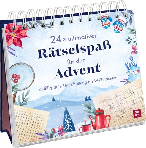 24 x ultimativer Rätselspaß für den Advent: Knifflig-gute Unterhaltung bis Weihnachten | Rätsel-Adventskalender zum Aufstellen für Erwachsene mit 24 Rätseln für die Adventstage