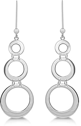 Tuscany Silver Damen Ohrhänger Rhodiniert Sterling Silber Dreifach Geschnitten Kreis abgestuft/gestaffelt