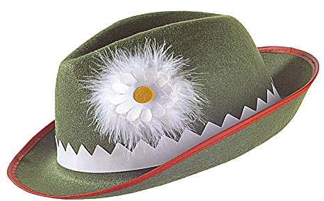 W WIDMANN MILANO Party Fashion 1674T - Tiroler Hut mit Edelweiß und Federn, Tracht, Hut, Kopfschmuck, Accessoire, Mottoparty, Karneval