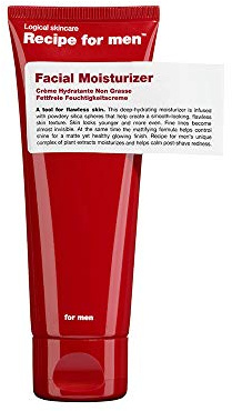 RECIPE FOR MEN Facial Moisturizer - Nicht fettend, Tiefenhydration mit mattem Finish, mit Kieselerde und Pflanzenextrakte für alle Hauttypen, hergestellt in Schweden, 75 ml