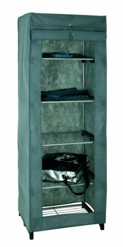 HAKU Möbel Stoffschrank alu, grau, schwarz, Kunststoff, Metall, Vliesstoff - Maße: B 60 cm x H 173 cm x T 50 cm, Style: Modern