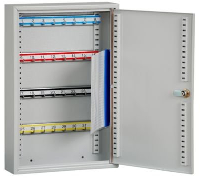 QUIPO Schlüsselschrank 32 Haken, HxBxT 450 x 300 x 80 mm lichtgrau
