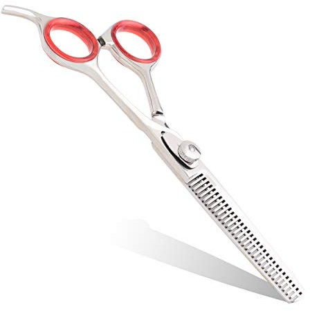 Professionelle Effilierschere mit Haken, 15,2 cm, mit Zifferblattfederschraube, rostfreie Friseurschere, Rasierkanten-Stahl-Effilierschere zum Texturieren, Fingerring-Pads, für Haartypen