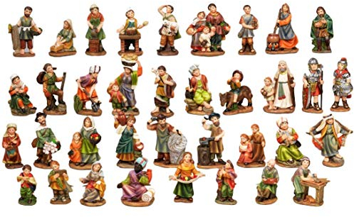 PABEN Set mit 36 Krippenfiguren, 7 cm, aus Kunstharz