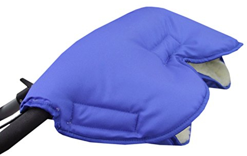 BAMBINIWELT universaler Muff Handwärmer Handschuhe für Kinderwagen Buggy Jogger mit Wolle UNI (blau) XX