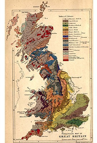 meishe Poster Print Old Map, Retro, Vintage England British UK, Antique Atlas, mit Geschichte, für Zuhause, Wand-Dekor, 16.93'' x 27.56''