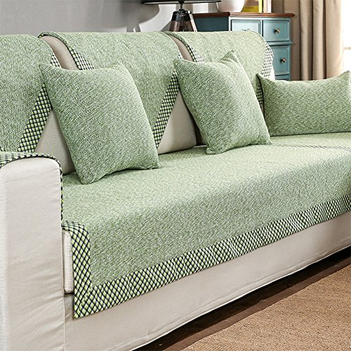 HM&DX Baumwolle Knitted Sofa Abdeckung Sofa Überwurf Multi-Size Anti-rutsch Schmutzresistent Einfarbig Sofahusse Für sektionaltore Couch-Grün 70x150cm(28x59inch)…