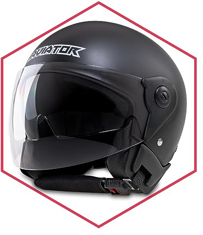 Saferide | Motorradhelm Mit Sonnenblende Matt Schwarz M - 57-58 cm Rollerhelm Quadhelm Damen Herren Roller Regenschutz Jugendliche Schutzhelm Sturzhelm Erwachsene Moped Motorrad Mofa