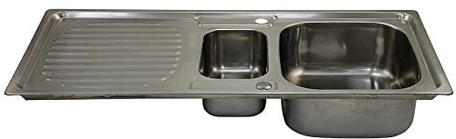 KuKoo Premium Küchenspüle Edelstahl Einbauspüle Spülbecken Ablaufzubehör 1,5 Becken, 105cm x 18cm x 50cm