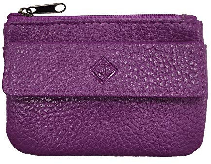 Porte Monnaie Cuir Homme/Femme pour Billets, Carte, Monnaie et clé, 2 Fermetures, Compact, en Plusieurs Couleur (Violet)-LOLUNA®