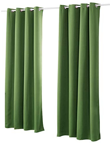 Laneetal Verdunkelungsgardine mit Ösen 2 Stücke Vorhang Blickdicht Verdunklungsvorhang in Grün 135x225 cm Thermovorhang für Schlafzimmer Gardine Lichtundurchlässig Ösenschal Ösenvorhang