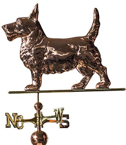 Große Linneborn Kupfer Wetterfahne, Motiv: Hund, Gesamthöhe: 111 cm, Terrier, Dachschmuck, Wetterhahn