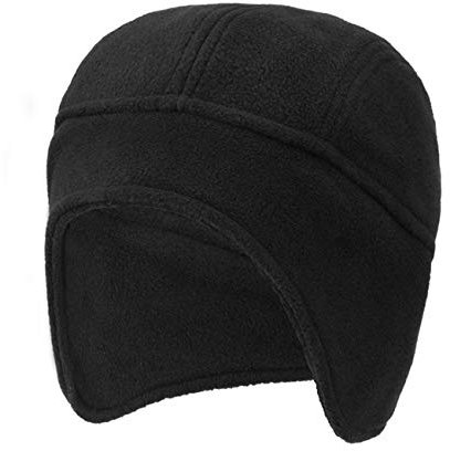 LLmoway Totenkopfmütze mit Ohrenklappen, Winter, winddicht, weich, warm, Fleecemütze, Schwarz (Black-b), MEDIUM