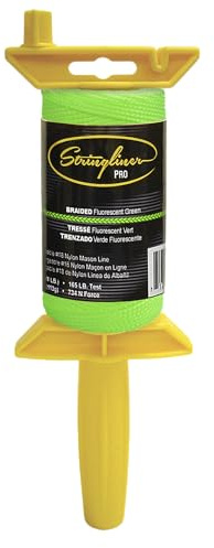 Stringliner 25168 Pro Mason’s Line Reels – 1/4 Lb. 250′. Stringliner® PRO BRAIDED FL GREEN 250'. (1 Pack)