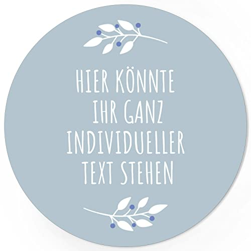 24 Weihnachtsaufkleber PERSONALISIERT mit Ihrem Text für Geschenke und Produkte zu Weihnachten - Aufkleber Etiketten Geschenkaufkleber rund, Motiv blau grau