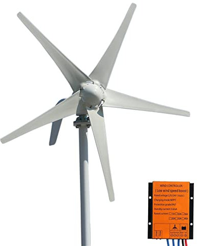 600W Turbina de viento 12V 24V Aerogenerador al aire libre 5 Blades Energía libre Molino de viento Energía eólica Generador de Turbinas de Viento Generador con MPPT Controlador