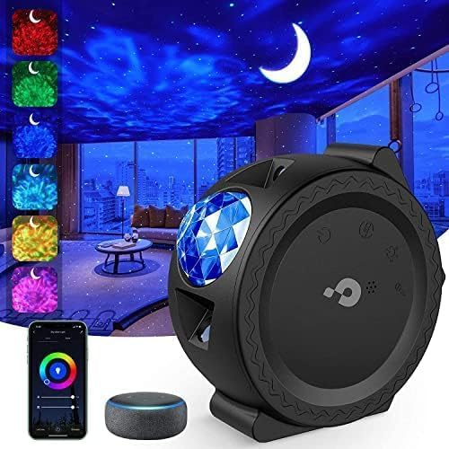 Togaga 3 in 1 Lampe Projecteur Ciel Etoile LED Smart Home Compatible avec Alexa Google Assistant, Dynamique Projecteur Galaxie Veilleuse pour Bébé Enfant Decoration Chambre Cinéma Maison (Noir)