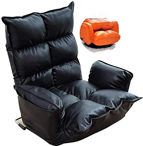 Lazy Sofa Chair Pliant Lazy Sofa Floor Chair Réglable Sol Gaming Lounger Bed Chaise Couch Home Or Garden Bean Bag (Noir) Little Surprise