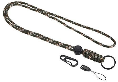PATIKIL Paracord Lanyard 20.5 Inch, Necklace Keychain Cord Metal Clasp Hook Ring Strap for Keys Whistle ID Card Badge Holder, Camo Green