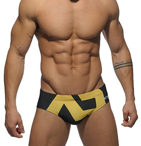 AHMXYG Costume da Bagno Uomo Costume Slip Uomini da Bagno Swimming Brief per Mare Piscina STDK1 (Nero, L)