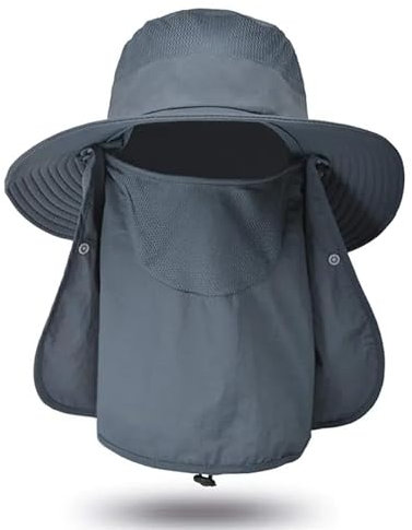 Unisex Sonnenhut im Legionärsstil, LSF 50+, mit Nackenschutz, Wüstenboonie-Stil, Sonnenschutz, Sonnenschutz, mit Nackenklappe und Gesichtsabdeckung, Blau, blau, Einheitsgröße