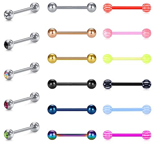 Zolure Chirurgenstahl 14 Gauge Zungenpiercing Acryl 16mm Zunge Piercing Zungenpiercing Für Damen