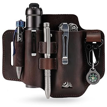 Sayram ST1/ST2 Fodero in Pelle Multiutensile con Portachiavi, Fodero per Coltello Organizer per Cintura EDC per Leatherman Strumenti, Torcia Elettrica, Organizer per Borsa EDC per Uomo