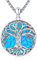 Eusense Collier de l'arbre de vie pour femmes en argent 925 avec pendentif en opale bleue Chaîne pour femmes filles cadeaux d'anniversaire
