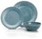 FLAMEFIELD VINTAGE BLUE 12 Ensemble de plusieurs pièces en mélamine – Vaisselle élégante inspirée de la Riviera, durable et incassable pour un repas luxueux, passe au lave-vaisselle.