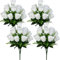 SIFOEL Fiori di rosa artificiali bouquet realistico seta rosa fiori finti per matrimonio casa centrotavola partito cimitero tomba decorazione (4, Bianco)