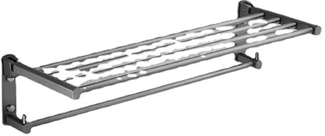 Porte-Serviettes Porte-Serviettes Pliant Porte-Serviettes de Bain Étagère de Toilette Salle de Bain Receveur de Douche poinçonné, Plaqué Gris - 60CM