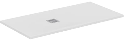 Ideal Standard - Ultra Flat S+, Piatto doccia rettangolare ultrasottile in resina effetto pietra, 140x70cm, Ideal Solid, Scarico lato corto, Bianco