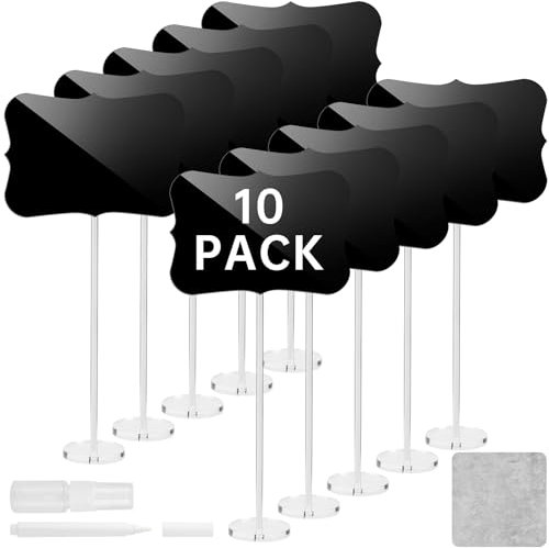 NiHome Mini-Acryl-Kreidetafelschilder für Lebensmittel, wiederverwendbare Lebensmitteletiketten für Party, Buffet, Café, Tischnummern, Hochzeit, Geburtstag usw., Party-Lebensmitteletiketten mit Marker