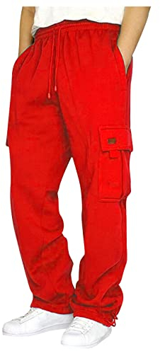 Kurze Hose Herren 3/4 Hose Herren Jeans Hot Pants Sexy Motorrad Jeans Bauchtanz Kostüm Herren Sommer Outfit Jeans Hose Herren Sommer Shorts Herren Herren Leinenhose Lang (Red, XL)