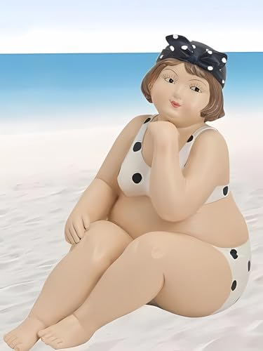 Pommerntraum ® | Sammlerfigur Dekofigur Maritime Badenixe mollige Badelady Nana Rubensfigur Dekorationsfigur Badefigur (Chantalle)