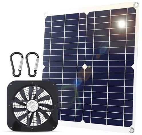 Irishom Ventilatore ad energia Solare da 20 W Pannello Solare USB Impermeabile da 10 Pollici Ventola di Scarico Ventilatore di Scarico Flusso d'Aria ad Alta velocità Kit Esterno