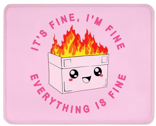ITNRSIIET Mouse Pad with Stitched Edges, Premium-Textured Mouse Mat Pad, Non-Slip Rubber Base Mousepad for Gaming Laptop Computer & PC 260×210×3mm,Pink Cute Dumpster