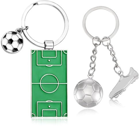 KOQAIIZ 2 Stück Fußball Schlüsselanhänger, Schlüsselanhänger mit Silberner Fußball und Stiefel,Schlüsselanhänger für Fußballplätze, Fußballer Schlüsselanhänger,Souvenirs für Fußballfans
